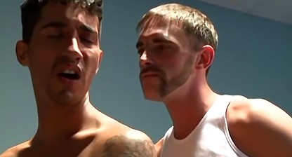 Tattooed JD Ryder pounded hardcore doggystyle for cum facial
