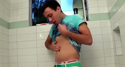 Blake Stone pisses on himself and cums after masturbating