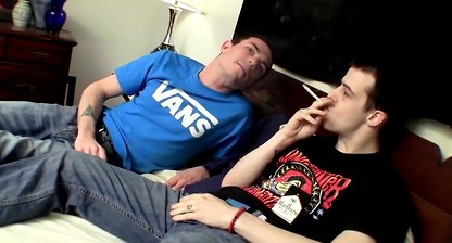 Amateurs Brian Strowkes and Eli smoke cigars and suck dicks
