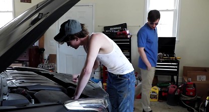 Colby Chambers Dicks Down Sexy Gay Country Boy Mechanic Right Through his Wranglers!! RAW