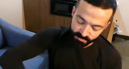 Sweaty fuck session on the sofa with Adam