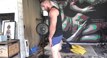 Muscle worship hunk! Huge biceps, foot fetish, jock off