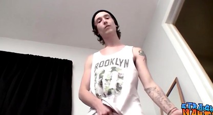 Straight thug Sean Johansen strips naked while jerking off