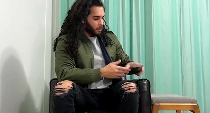 Handsome dude with long hair Nathaniel shows off his feet