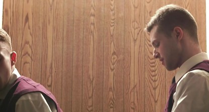 Catholic Boys Benjamin Blue And Ryan Jacobs Play In The Confession Booth