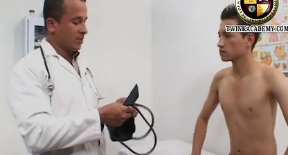 Smooth Latino Twink Cristian is has his penis measured by the doctor