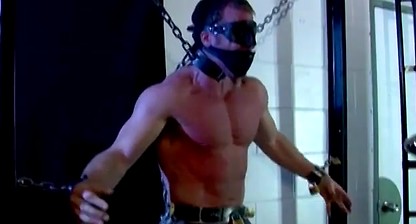 Sexy stud Derek bound, blindfolded and flogged