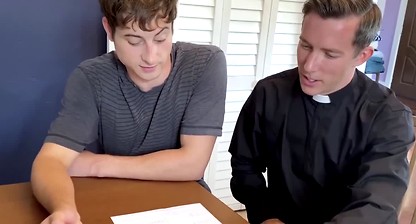 Religious twink's raw, hardcore anal destruction by a dominant daddy priest