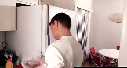 Lusty stepson craves for daddy's big cock in his mouth and throat