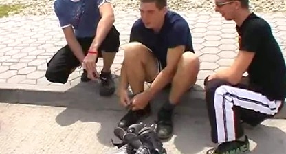 Real twinks analdrilled in 3some outdoor